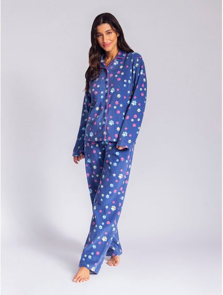 Pijama Soft Feminino Manga Longa Patinha Color