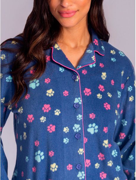 Pijama Soft Feminino Manga Longa Patinha Color