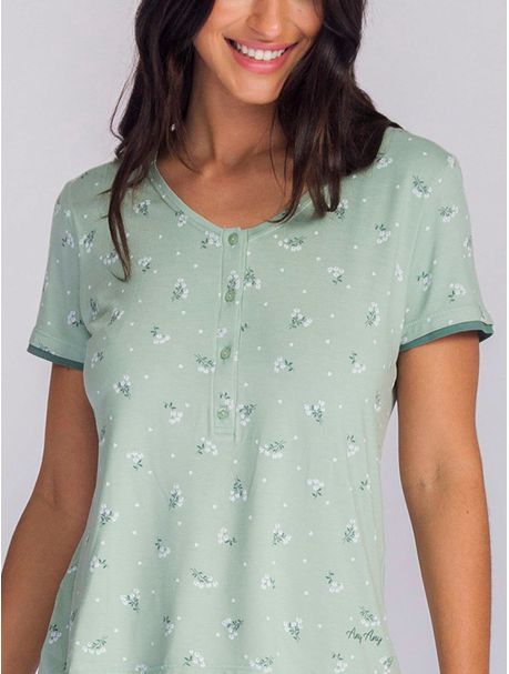 Pijama Feminino Capri Manga Curta Rosy