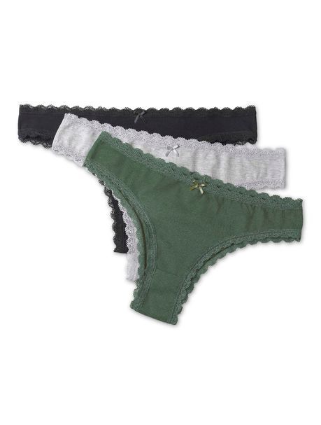 Kit Com 3 Calcinhas Biquini Confort Renda Verde