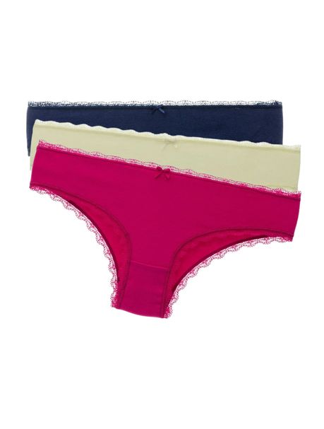 Kit Com 3 Calcinhas Boneca Renda Pink