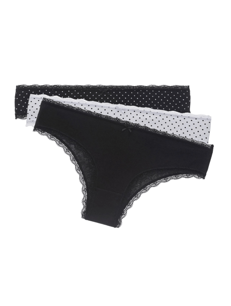 Kit Com 3 Calcinhas Boneca Renda Poá