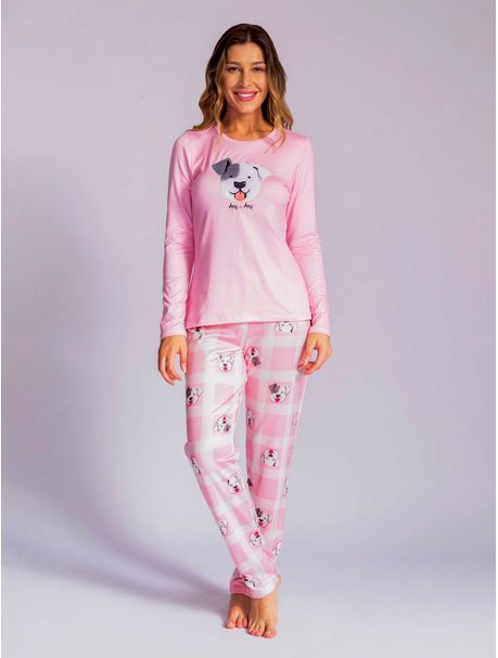 Pijama Feminino Manga Longa Toby