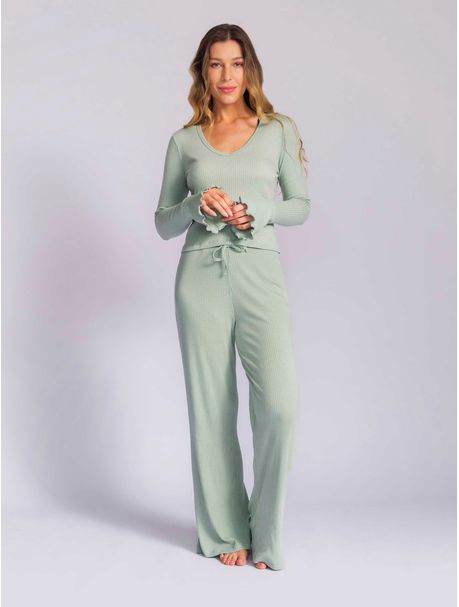 Pijama Feminino Manga Longa Isla