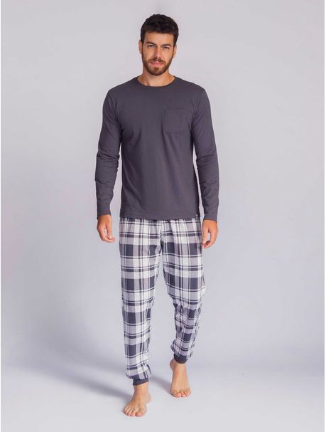 Pijama Masculino Manga Longa Sorria