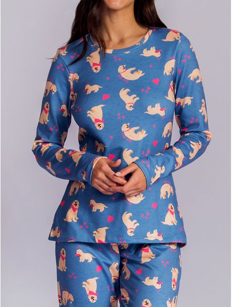 Pijama Feminino Manga Longa Dog Lovers