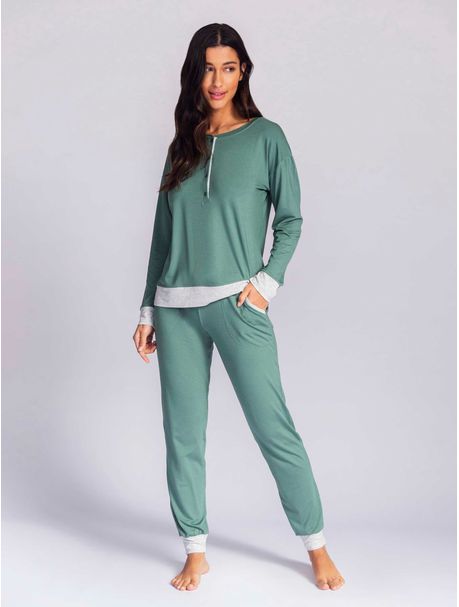 Pijama Feminino Longo Manga Longa Flávia