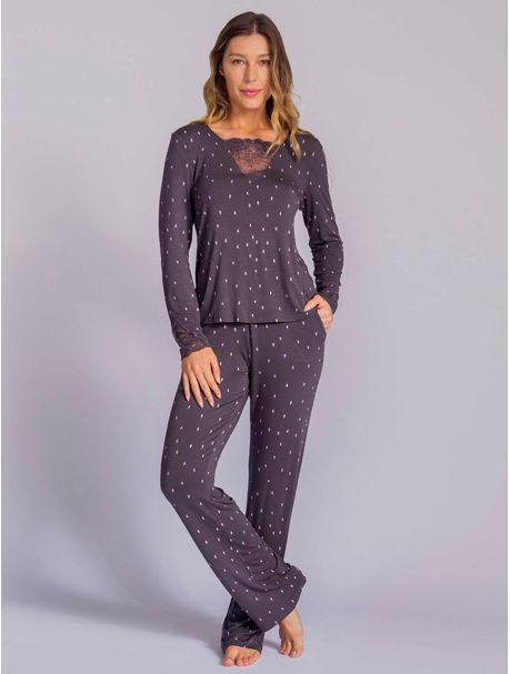 Pijama Feminino Manga Longa Lindy
