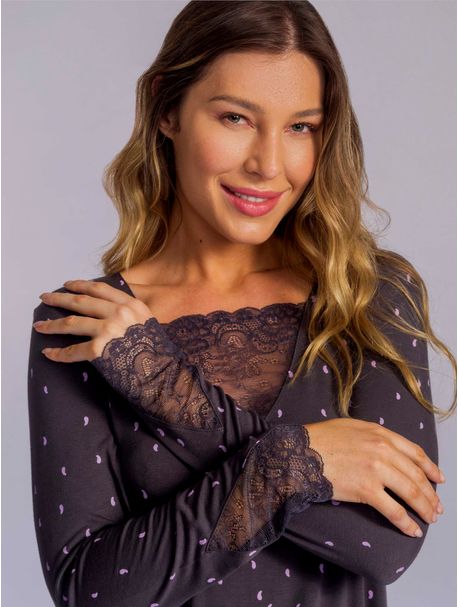 Pijama Feminino Manga Longa Lindy