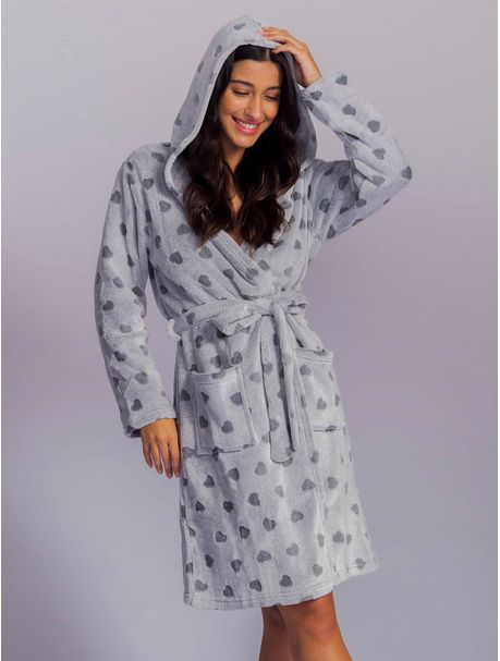 Robe Soft Feminino Grey Hearts