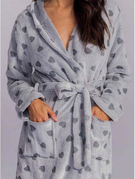 Robe Soft Feminino Grey Hearts