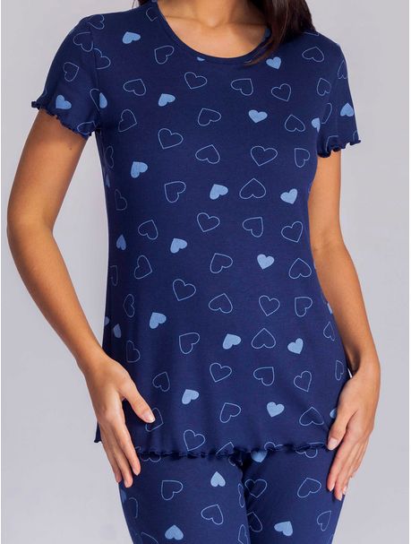 Pijama Feminino Capri Manga Curta Samira