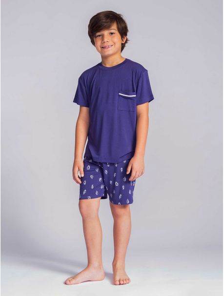 Pijama Infantil Masculino Manga Curta Boat