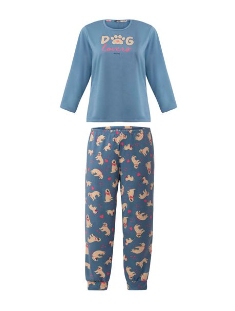 Pijama Feminino Plus Size Manga Longa Dog Lovers