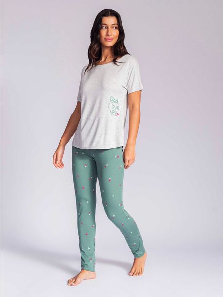 Pijama Feminino Longo Manga Curta My Bed