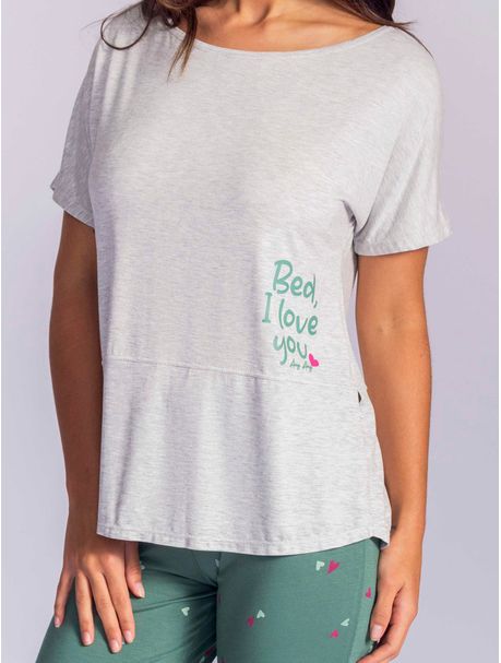 Pijama Feminino Longo Manga Curta My Bed