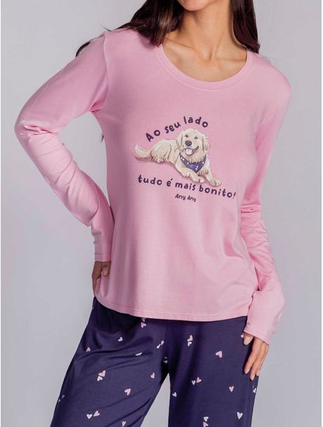 Pijama Feminino Manga Longa Ao Seu Lado