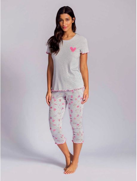 Pijama Feminino Capri Manga Curta Mayse