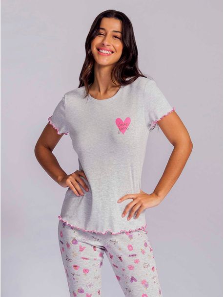 Pijama Feminino Capri Manga Curta Mayse