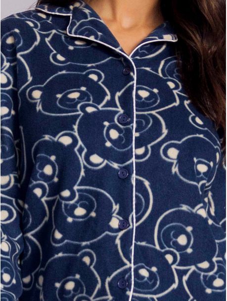 Pijama Soft Feminino Manga Longa Aberto Full Bear