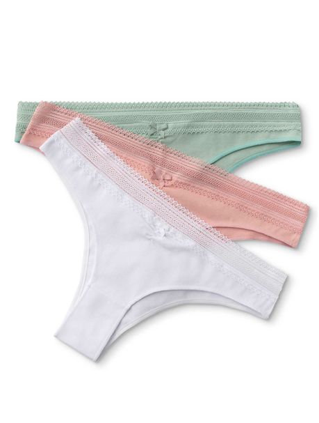 Kit Com 3 Calcinhas Biquíni Renda Duble Hearts