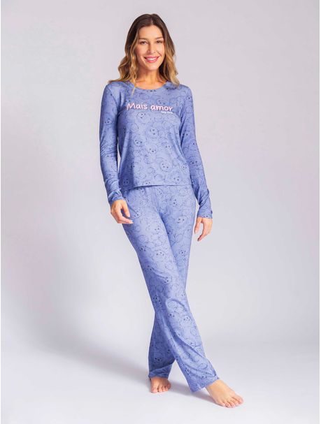 Pijama Feminino Manga Longa Mais Amor