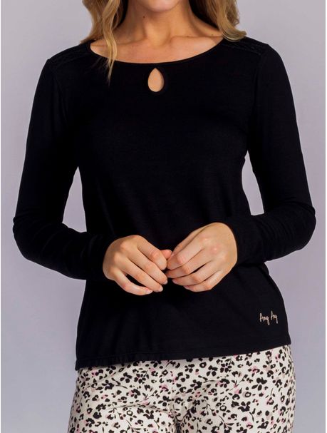 Pijama Feminino Manga Longa Animal Flower