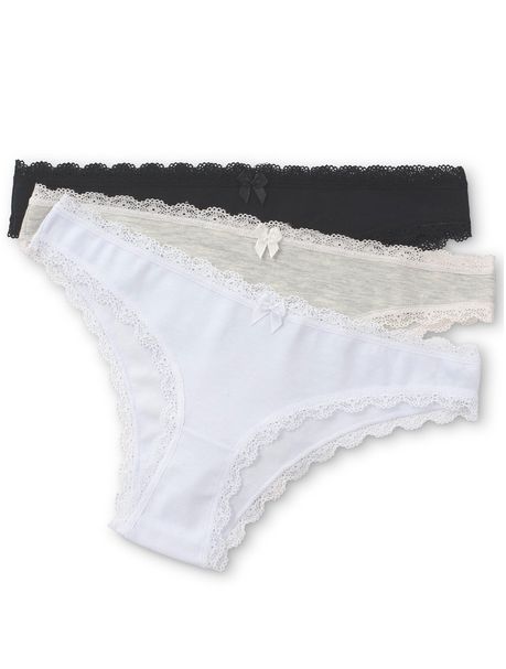 Kit Com 3 Calcinhas Biquíni Confort Branco