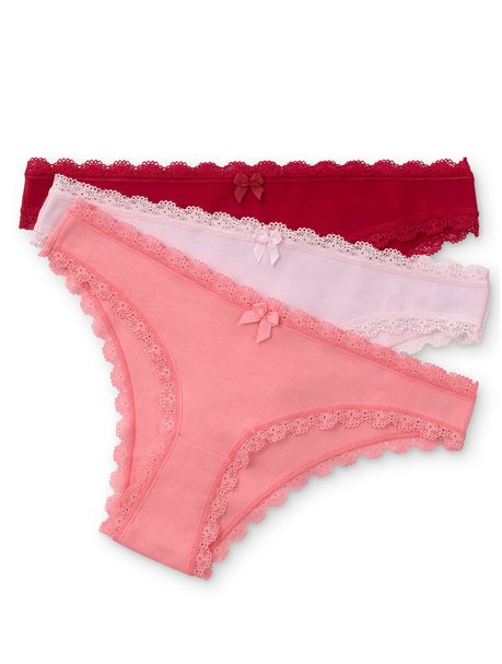 Kit Com 3 Calcinhas Biquíni Confort Coral