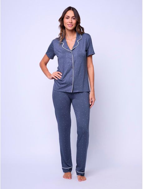 Pijama Feminino Manga Curta Aberto Vanda