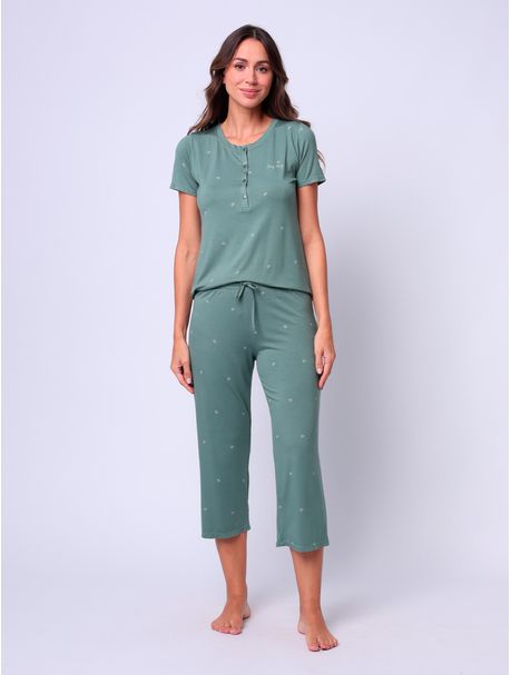 Pijama Feminino Capri Manga Curta Georgia