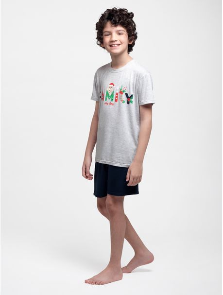 Pijama Infantil Menino Manga Curta Natal