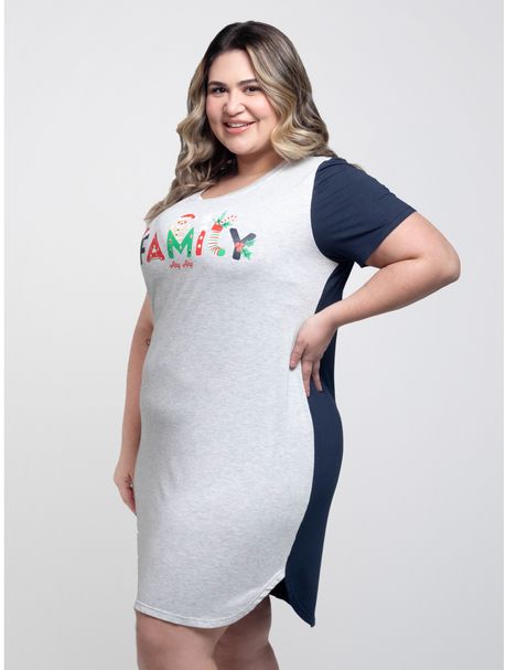 Camisola Plus Size Manga Curta Natal