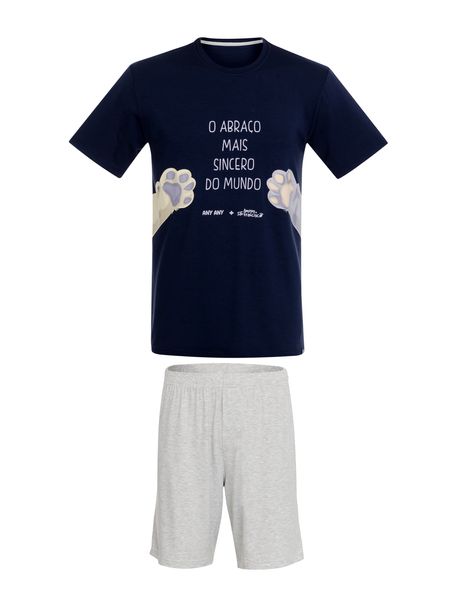 Pijama Masculino Manga Curta Abraço