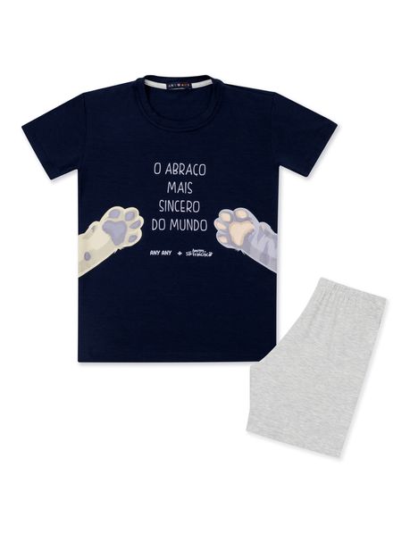 Pijama Infantil Unissex Manga Curta Abraço