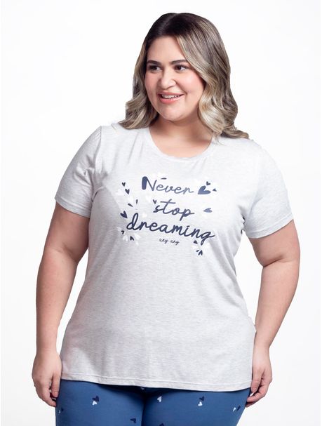 Pijama Feminino Plus Size Capri Manga Curta Stop