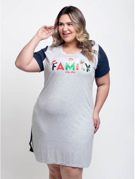Camisola Plus Size Manga Curta Natal