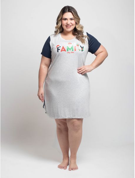 Camisola Plus Size Manga Curta Natal