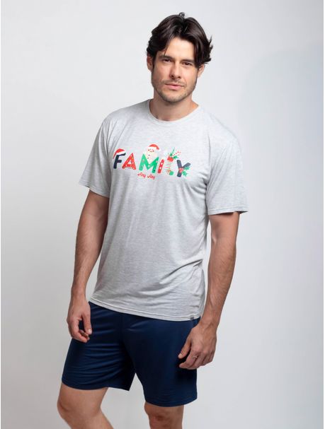 Pijama Masculino Manga Curta Natal