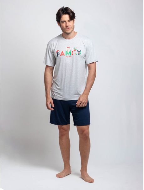 Pijama Masculino Manga Curta Natal
