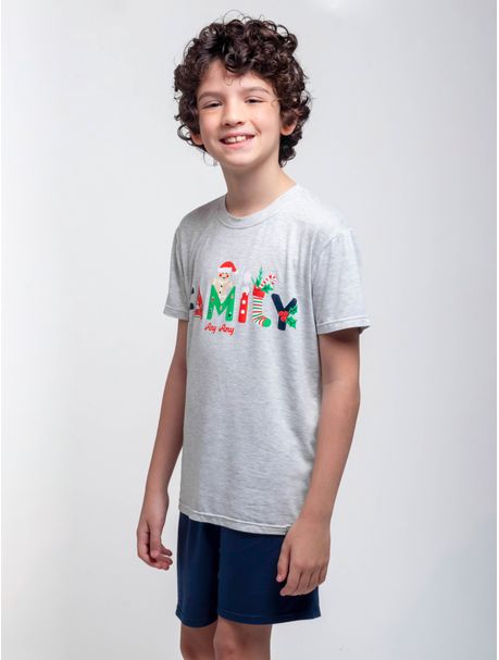 Pijama Infantil Menino Manga Curta Natal