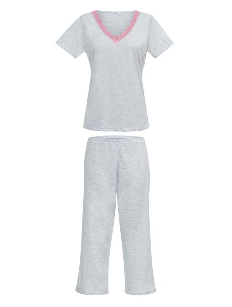 Pijama Feminino Capri Manga Curta Classic