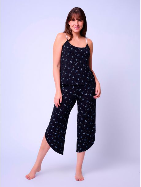 Pijama Feminino Capri Manga Curta Kiara