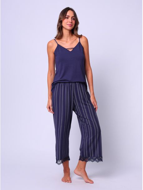 Pijama Feminino Capri Manga Curta Faby