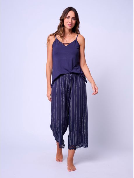 Pijama Feminino Capri Manga Curta Faby