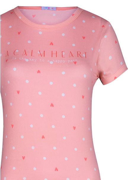 Camisola Manga Curta Coração Rose