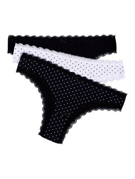 Kit Com 3 Calcinhas Biquíni Poá