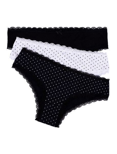 Kit Com 3 Calcinhas Boneca Poá