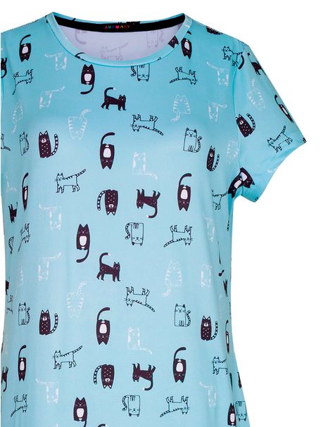 Camisola Manga Curta Gato Preto