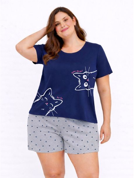 Short Doll Plus Size Manga Curta Vamos Dormir